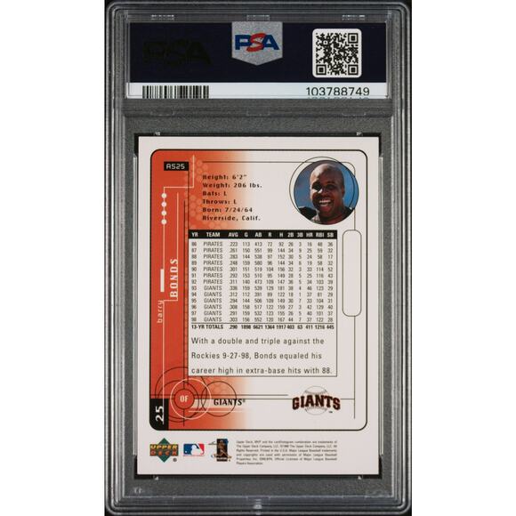 1999 Upper Deck MVP All-Star Game #AS25 Barry Bonds PSA 10 SF Giants - Pop 1 - Picture 2 of 3